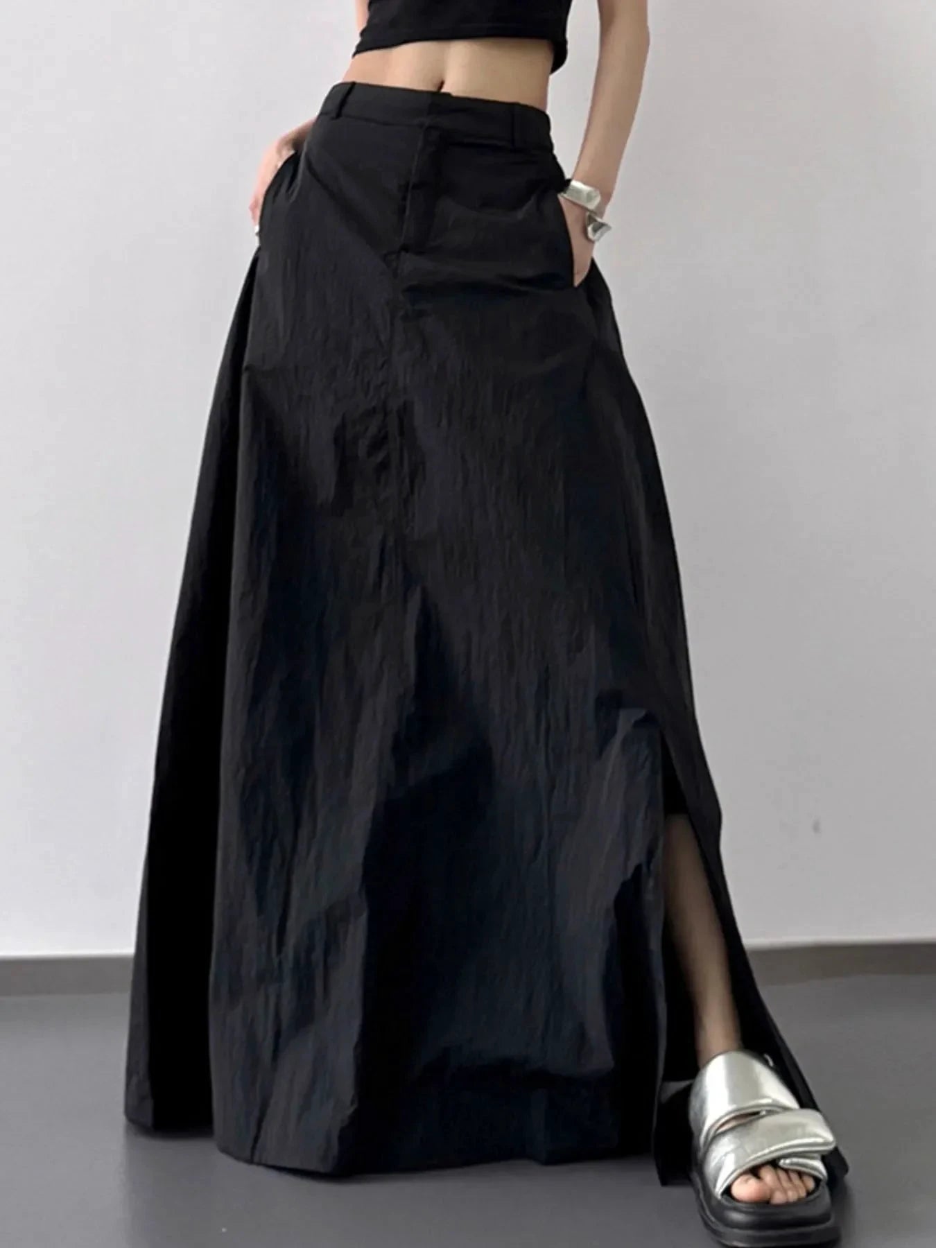 High Waist Slit Maxi Skirt by Lady Ros