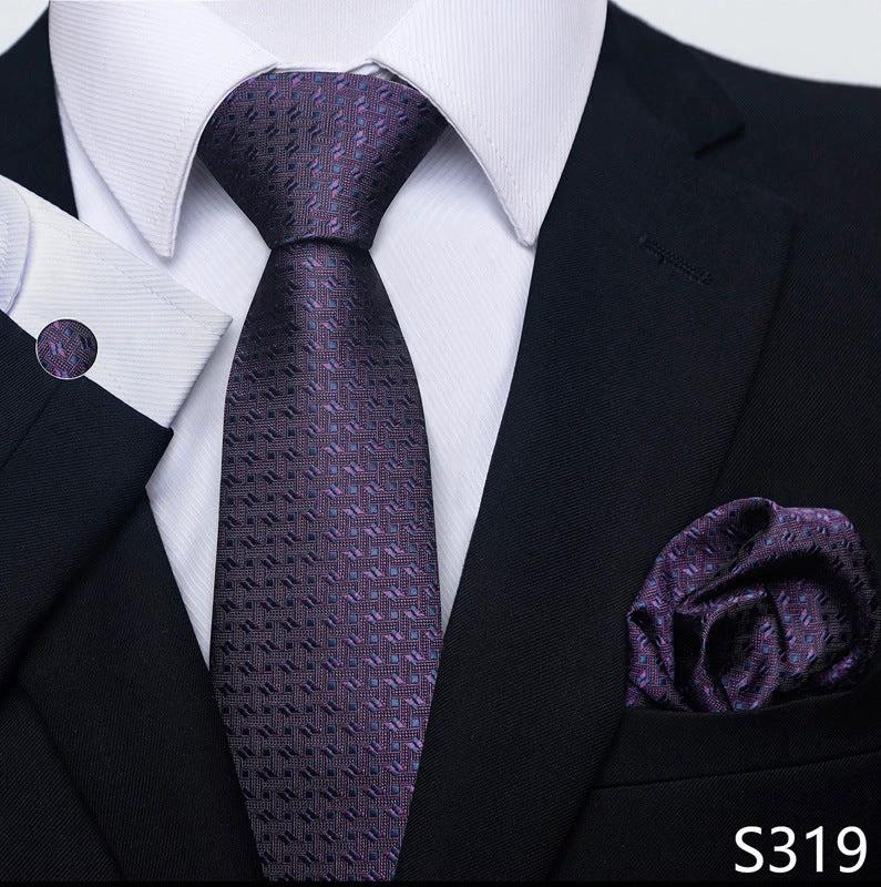 Men's Creative All-match Business Formal Wear Tie Scarf Cufflink Set by GJG Denim