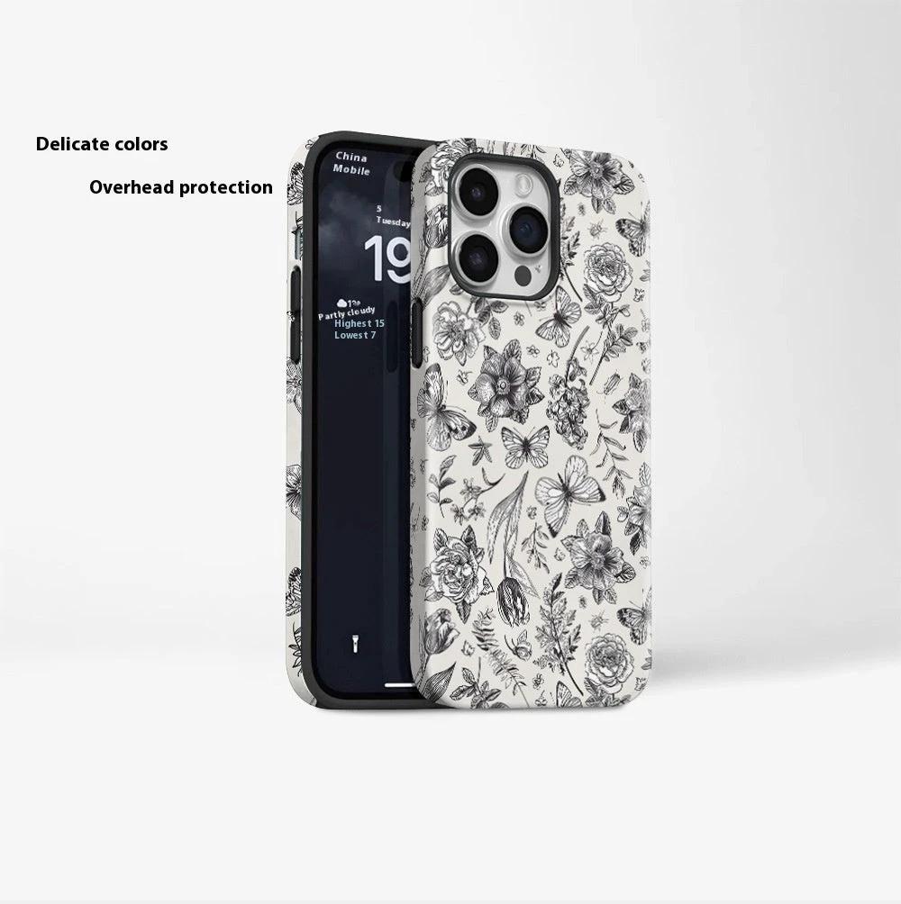 Anti-fall Feilin Phone Case Retro Illustration Butterfly by GJG Denim