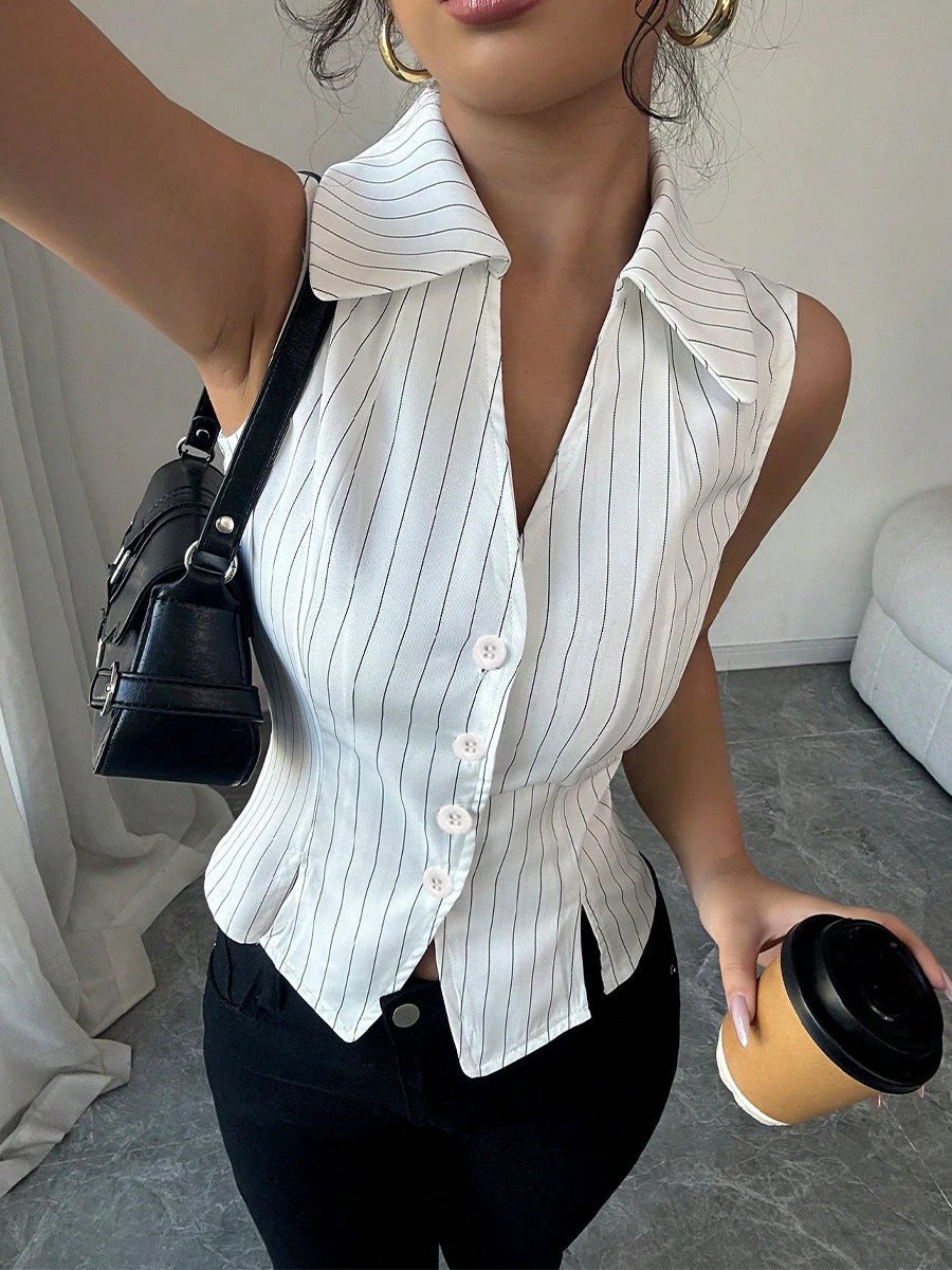 Striped Sleeveless Shirt by GJG Denim