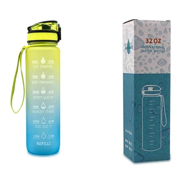 1L Tritan Water Bottle With Time Marker Bounce Cover Motivational Water Bottle Cycling Leakproof For Sports Fitness by GJG Denim