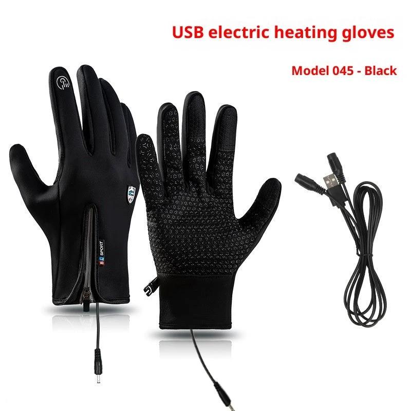 USB Heating Men's Winter Windproof Waterproof Cycling Gloves by GJG Denim
