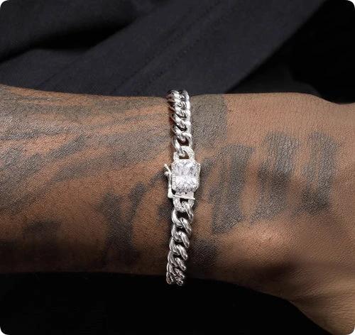 Men's S925 Sterling Silver Cuban Bracelet by GJG Denim