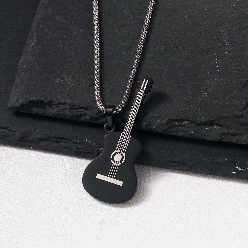 Stainless Steel Music Guitar Necklace For Men by GJG Denim