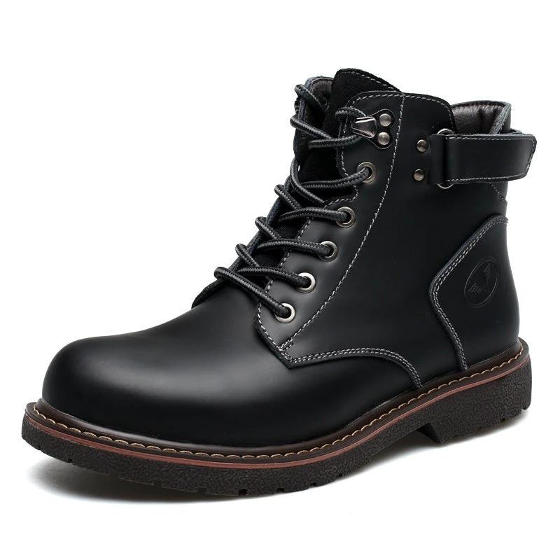 Men's Fleece-lined Martin Boots Casual Mid-top by GJG Denim