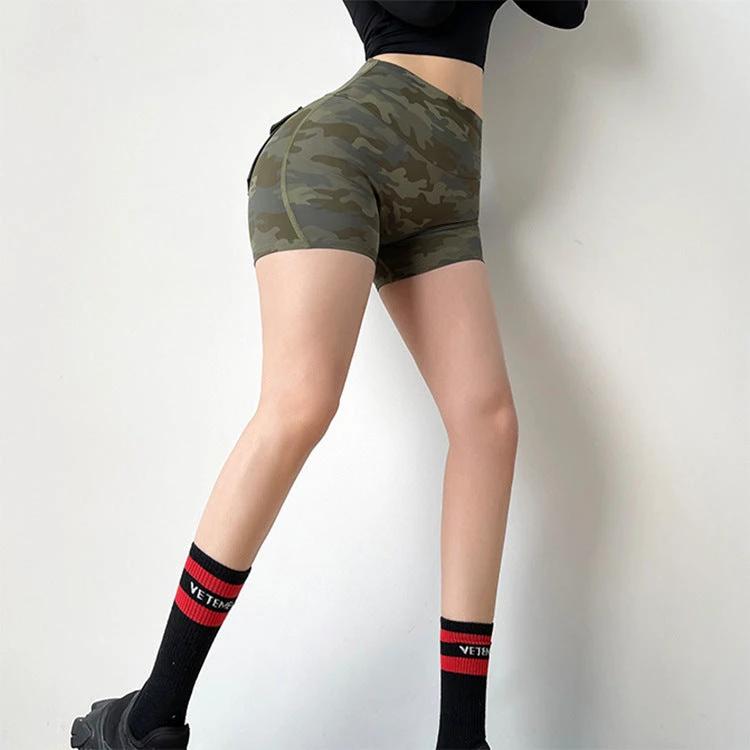 Summer Camouflage Workwear Pocket Fitness Shorts For Women by GJG Denim
