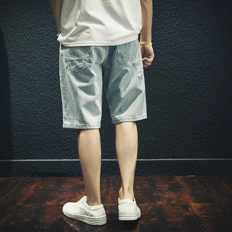 Men's Ripped Denim Shorts by GJG Denim