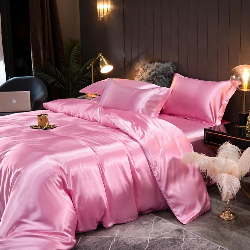 Pure-color Double-sided Silk Quilt Cover Four-piece Set by GJG Denim