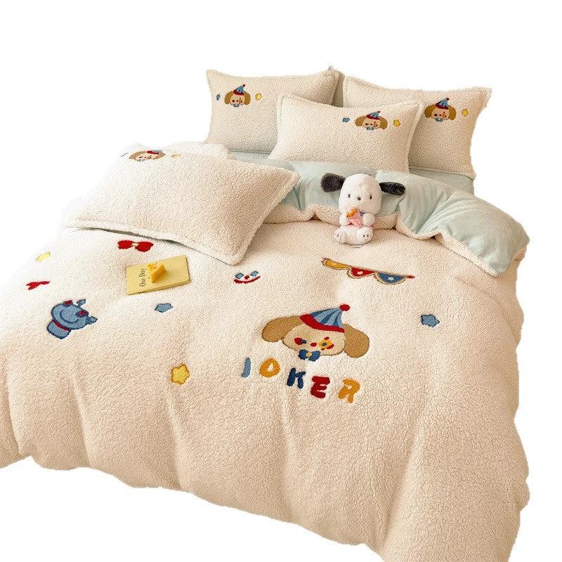 Plush Towel Embroidery Duvet Cover Four-piece Set by GJG Denim