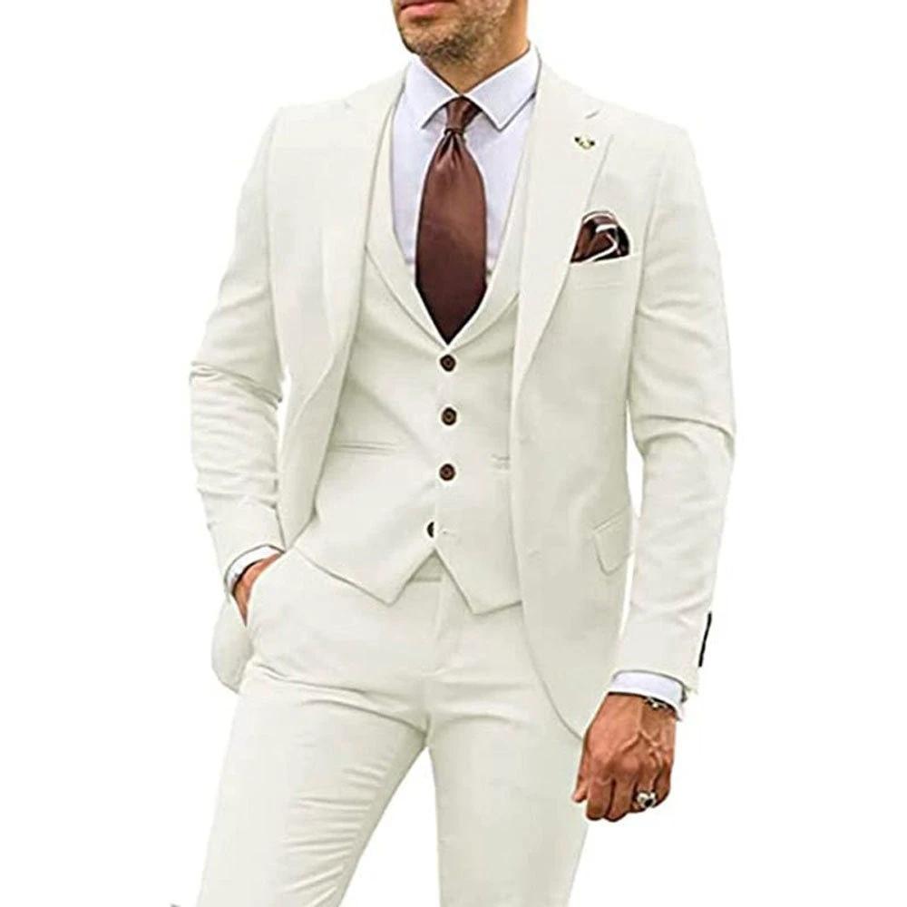 Men's Three-piece Slim-fit Dovetail Suit by GJG Denim