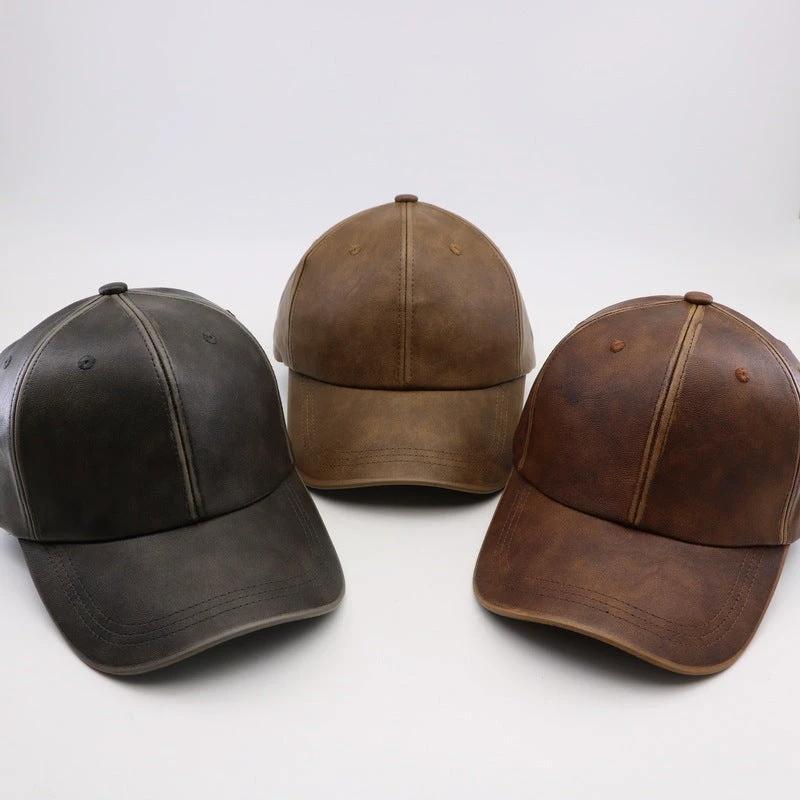 Washed And Worn PU Fashion Baseball Cap by GJG Denim