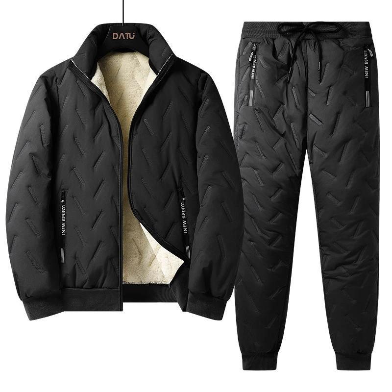 Men's Winter Cotton-padded Coat With Fleece Lining Suit by GJG Denim
