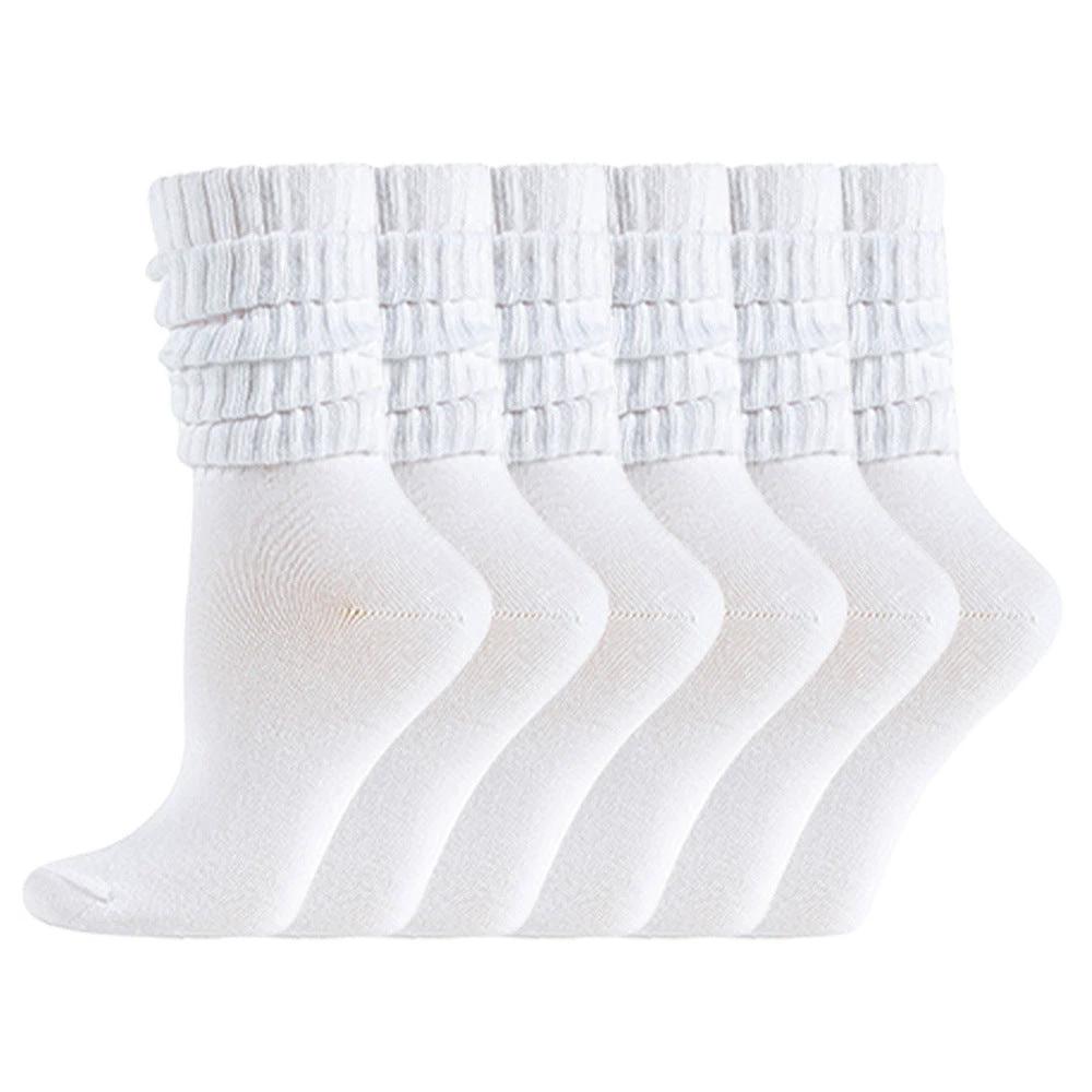 Loose Stockings Spring And Autumn Women's Black, White And Gray Pure Color Socks by GJG Denim