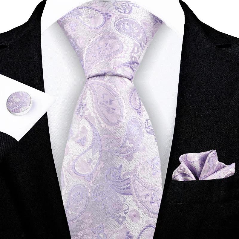Jacquard-embroidered Cashew Flower Tie For Men by GJG Denim