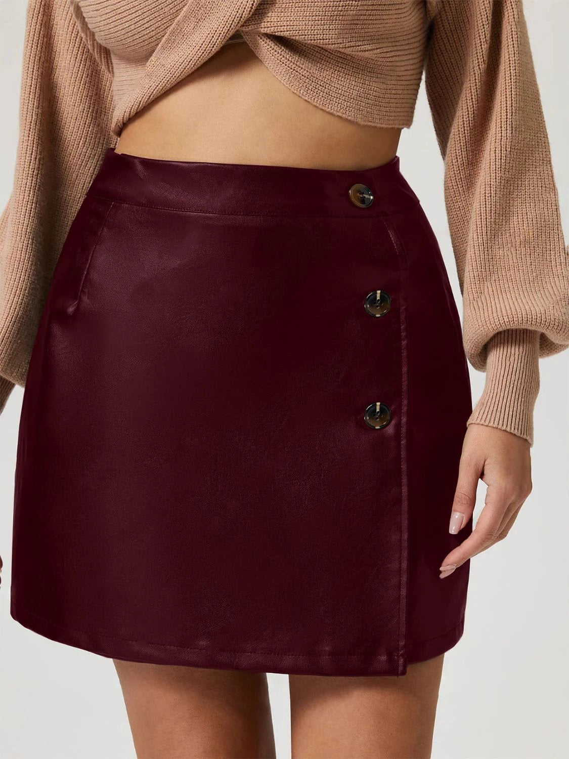 Buttoned High Rise Mini Skirt by Lady Ros