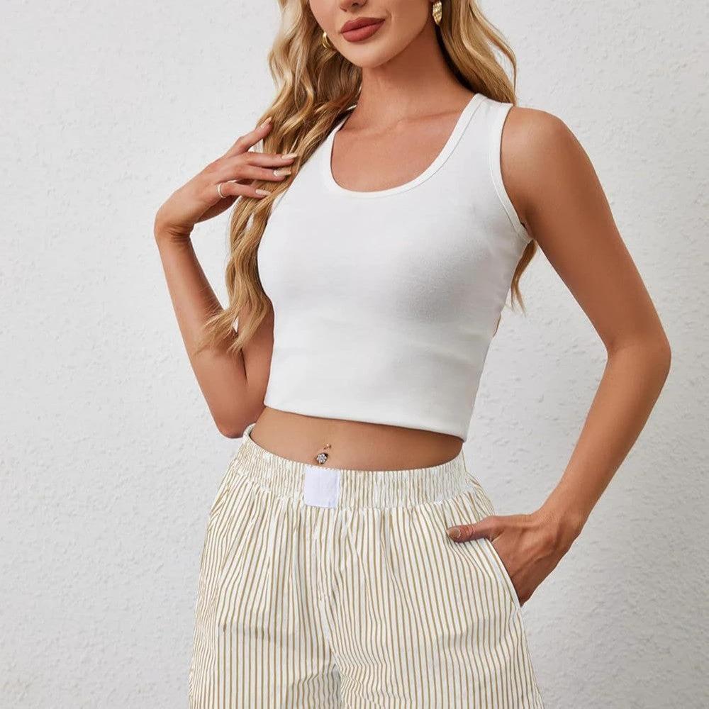Fashion Individual Casual Striped Shorts For Women by GJG Denim