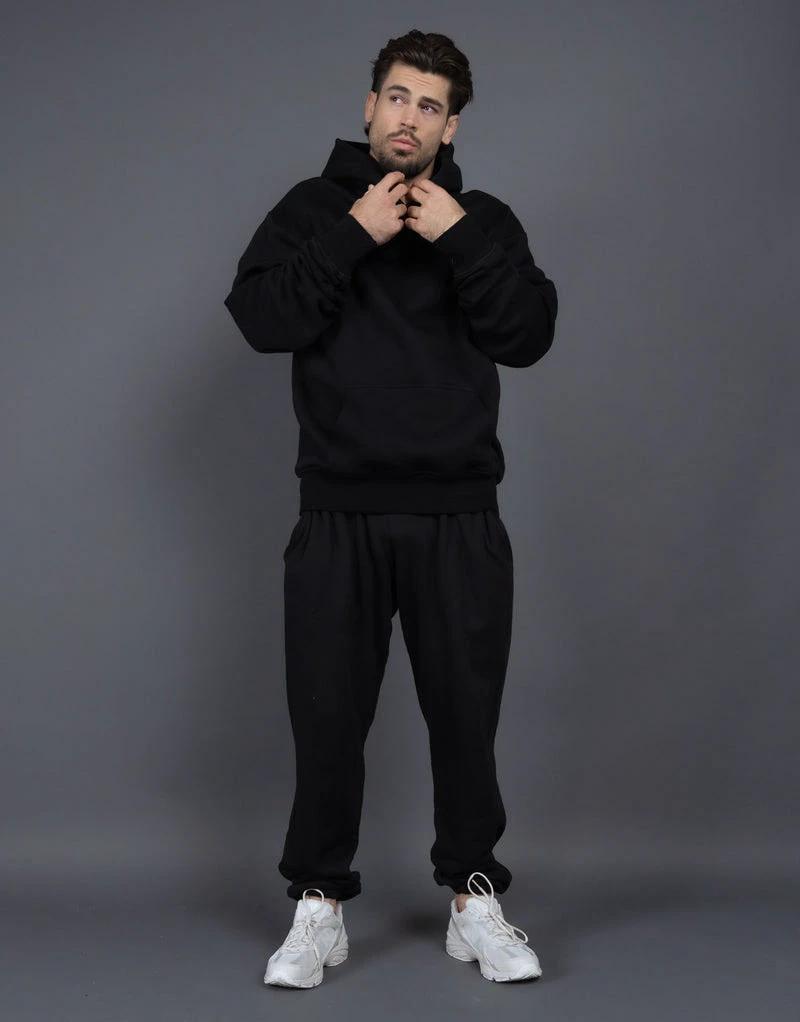Men's Casual Loose Solid Color Hooded Sweatshirt Pants by GJG Denim
