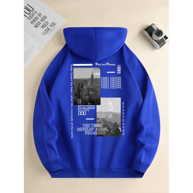 Men's Fashion Hooded Casual Daily Drawstring Sweater by GJG Denim