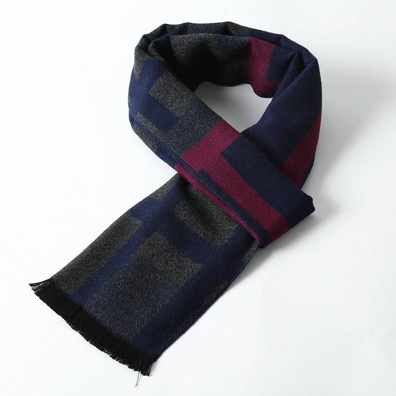 Simple Plaid Warm Keeping Artificial Cashmere Scarf by GJG Denim