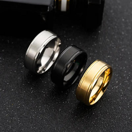 Men's Ring Black Sliver Gold 8MM by GJG Denim