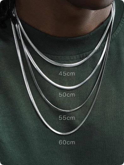 3mm Flat Snake Bone Chain Necklace For Men by GJG Denim