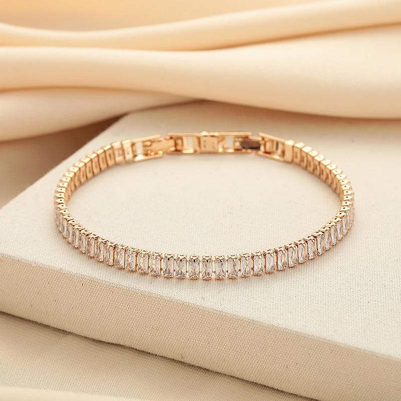 European And American Simple Rectangular Affordable Luxury Style Full Diamond Fashion All-match Bracelet by GJG Denim