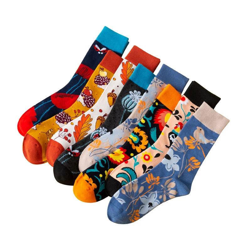 Men's Mid-calf Length Casual Cartoon Foot Socks by GJG Denim