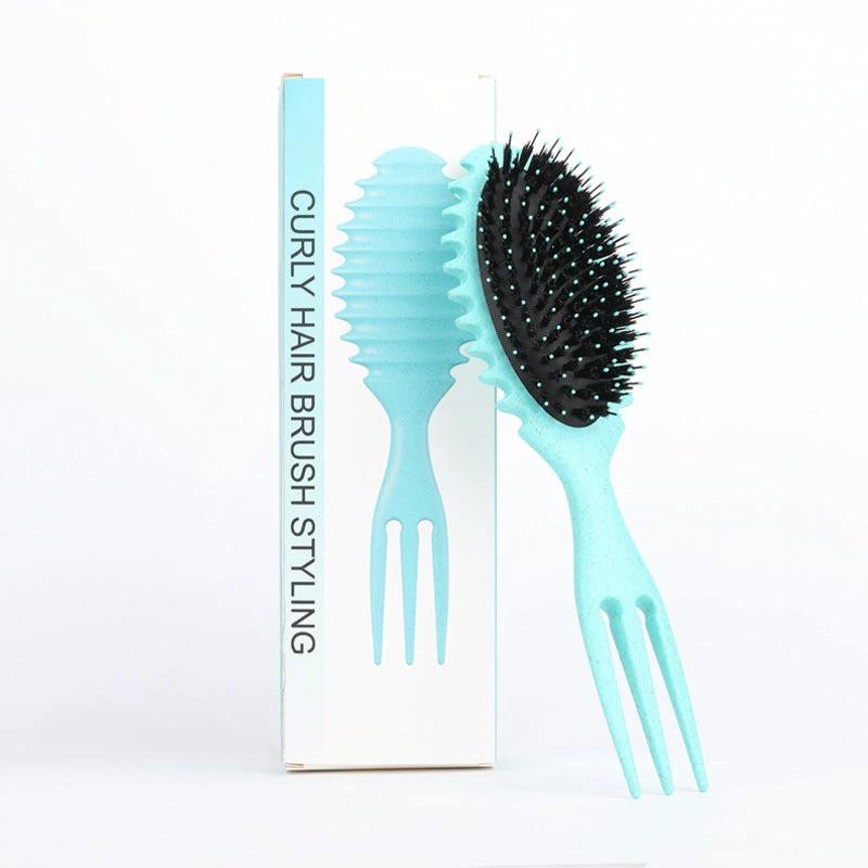 Curl Defining Bounce Hair Brush Barbershop Boar Bristle Comb Detangling Shaping Hairbrushes Professional Salon Home Styling Comb by GJG Denim