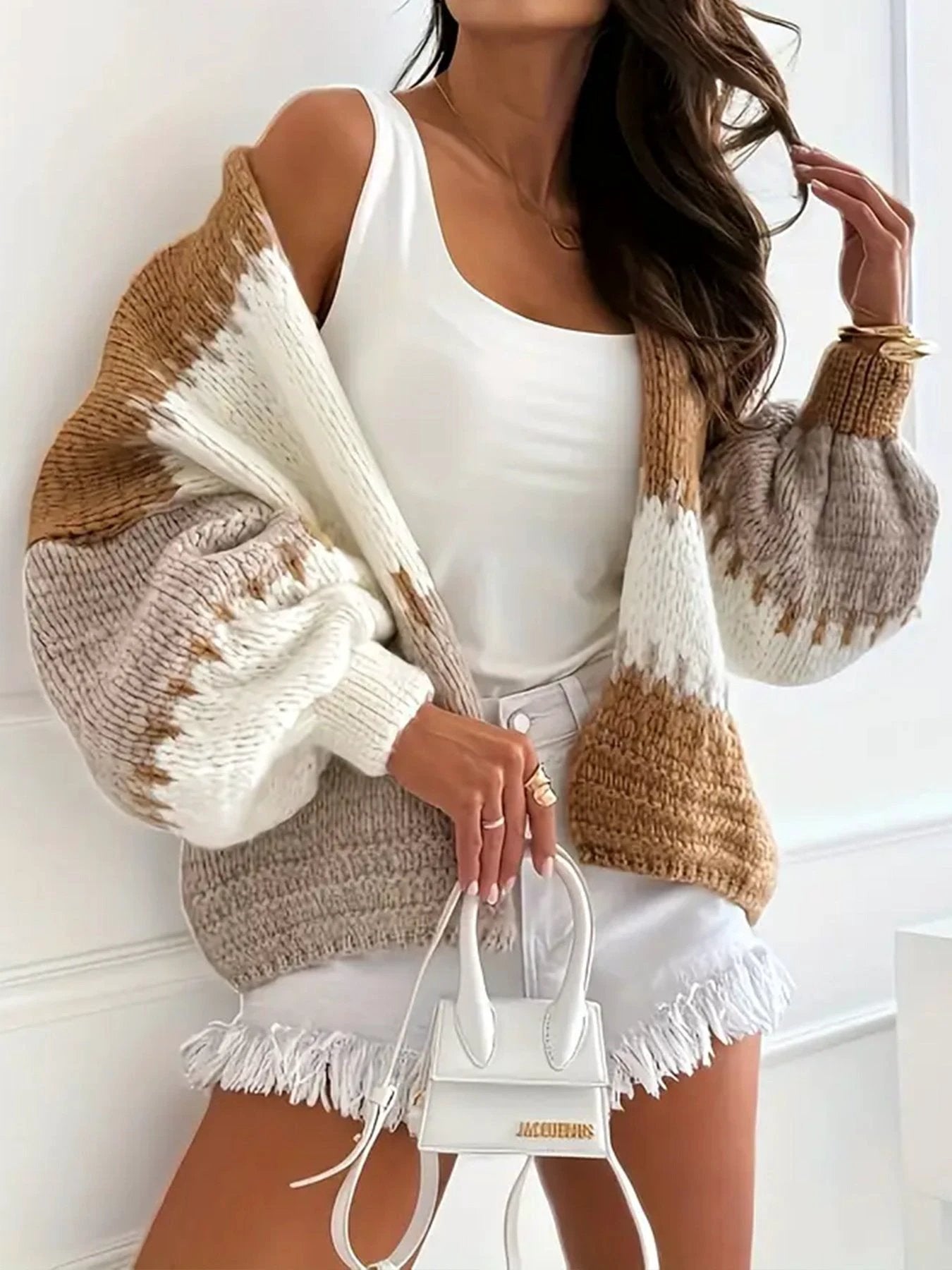 Contrast Color Patchwork Knitting Cardigan by GJG Denim