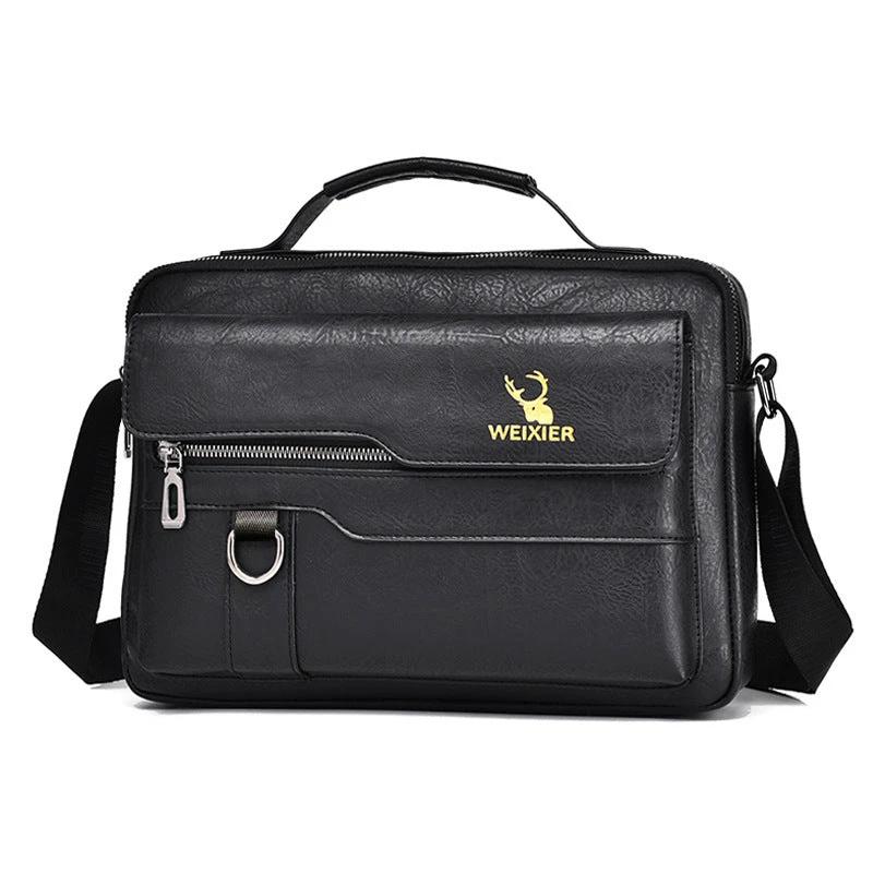 Men's Messenger Bag One Shoulder Retro Business Backpack PU Leather Flaps Crossbody by GJG Denim