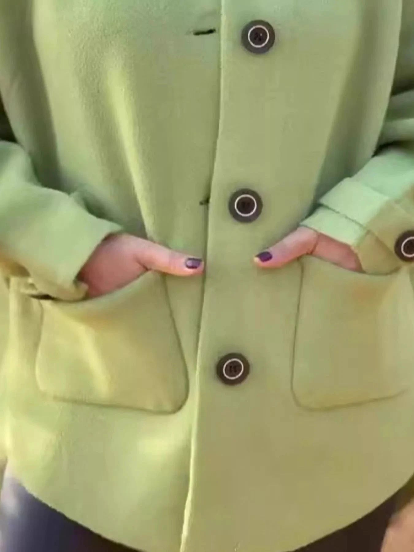 Full Size Button-Front Raglan Sleeve Coat Plus Size by Lady Ros