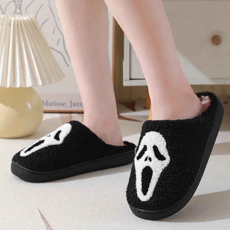 Men's Halloween Skull Cartoon Print Slippers by GJG Denim