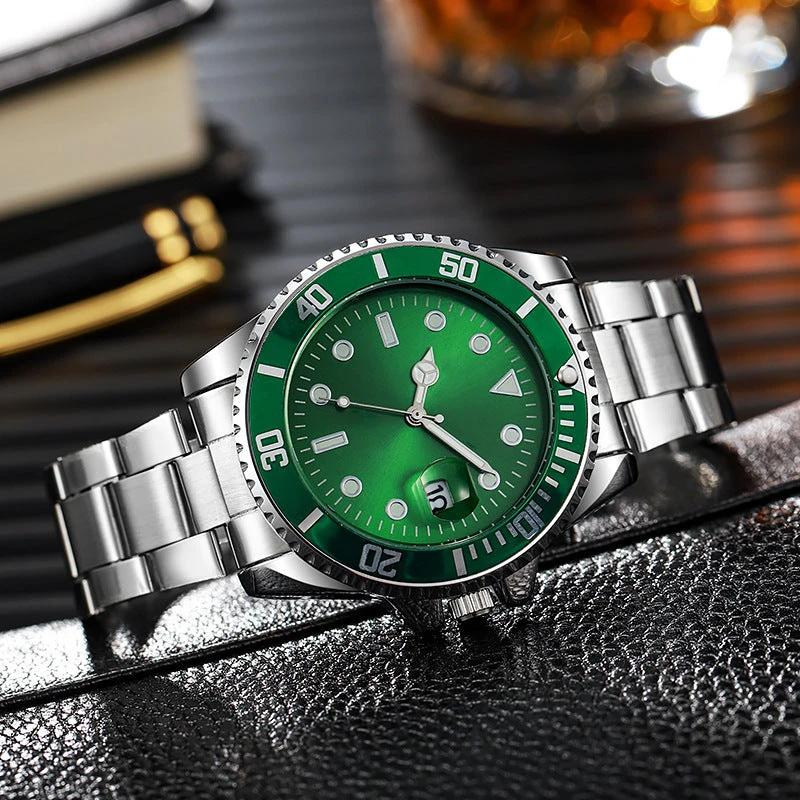 Luminous Solid Steel Strap Single Calendar Men's Watch by GJG Denim