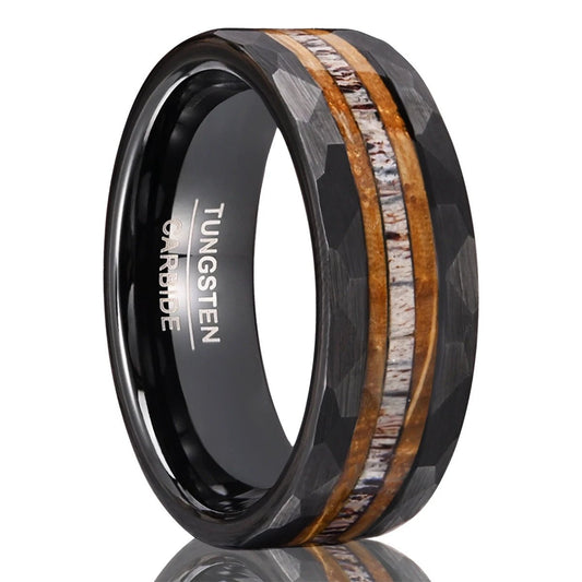Electric Black Tungsten Steel Inlaid Ring For Men by GJG Denim