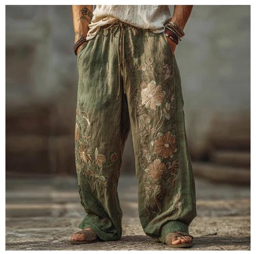 Men's Casual Fashionable Loose Straight-Leg Pants With Digital Print by GJG Denim