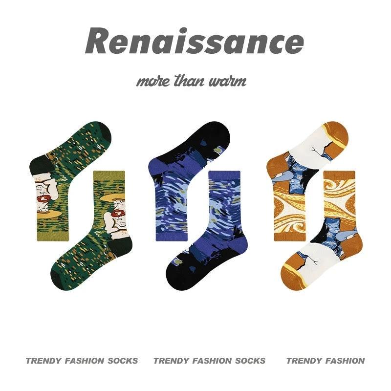 Men's Renaissance Original Tube Socks Simple Letters by GJG Denim