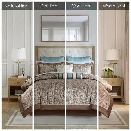 12 Piece Comforter Set With Cotton Bed Sheets Blue Brown Full by GJG Denim