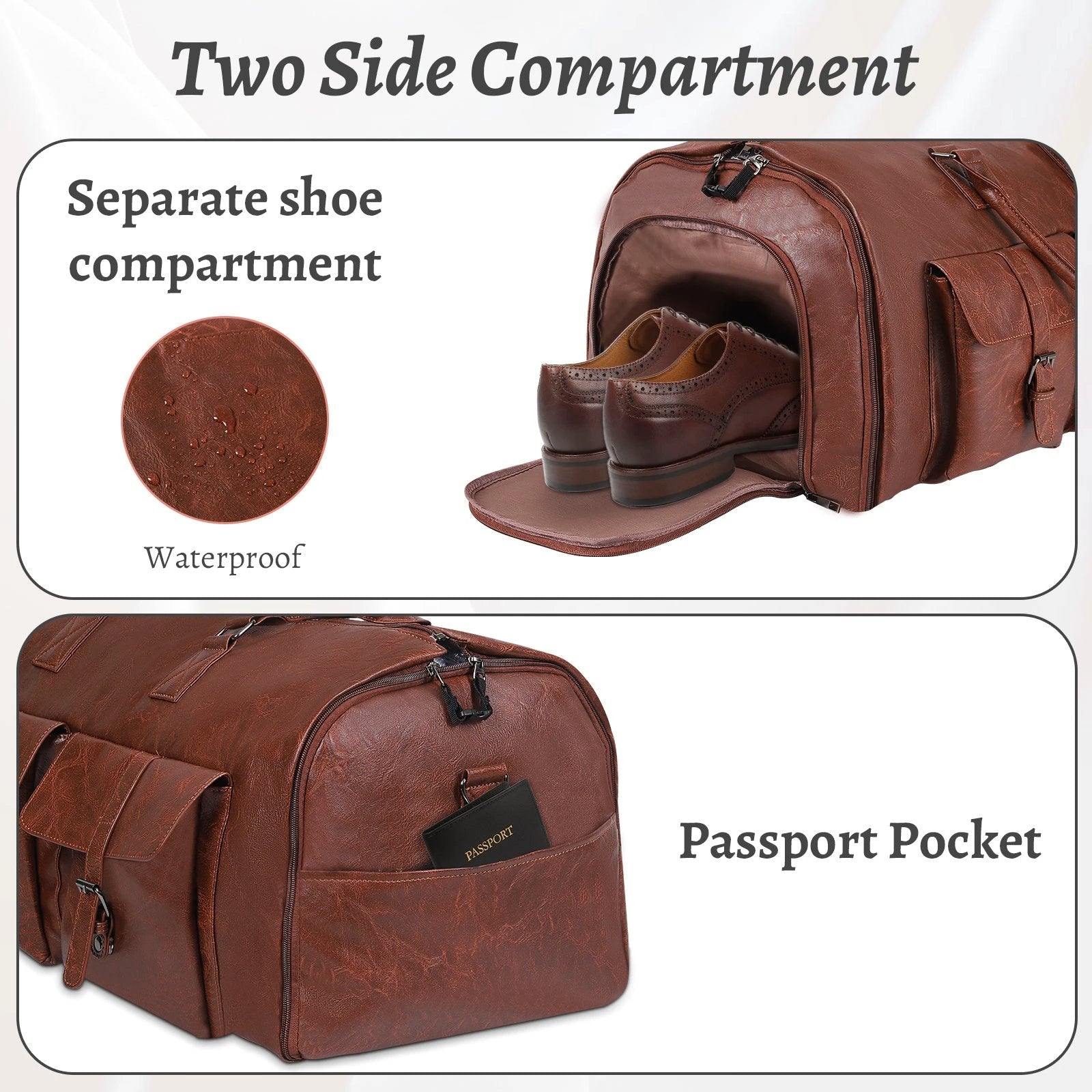 Men's Large Capacity Leather Suit Storage Bag by GJG Denim