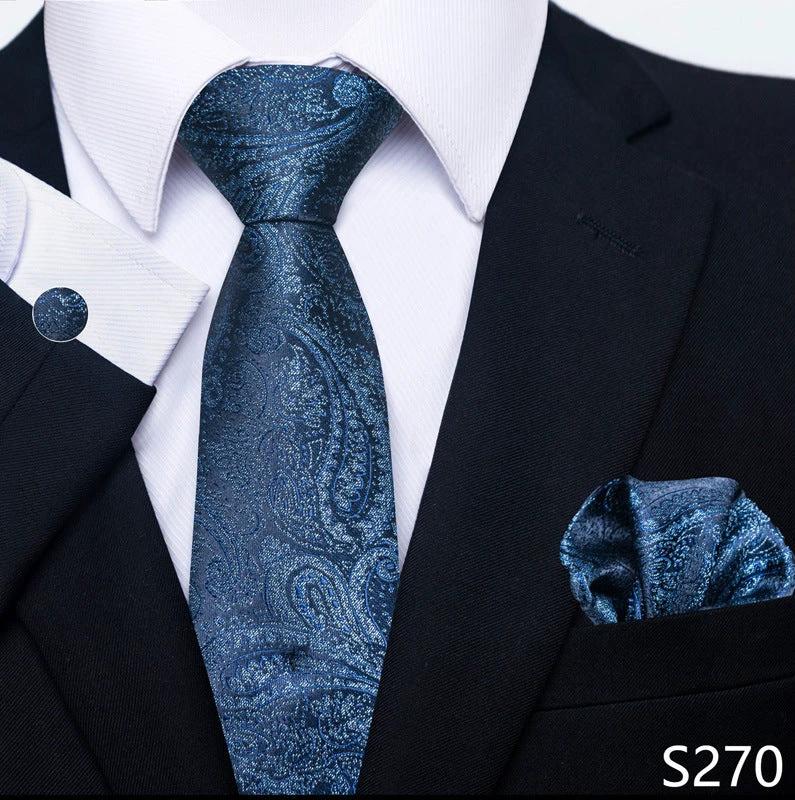 Men's Creative All-match Business Formal Wear Tie Scarf Cufflink Set by GJG Denim
