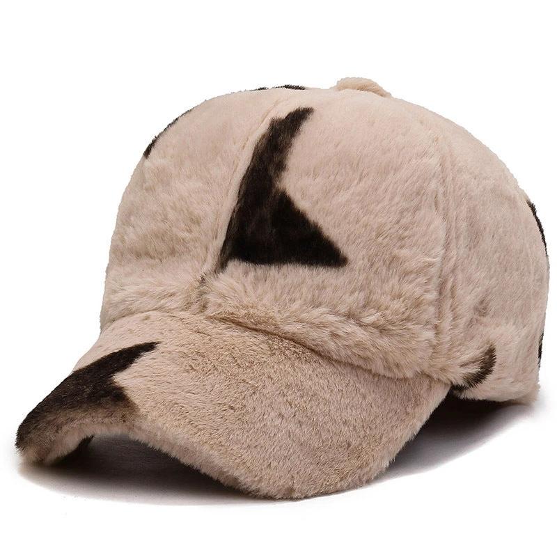 Fashion Leopard Fleece Baseball All-matching Peaked Cap by GJG Denim
