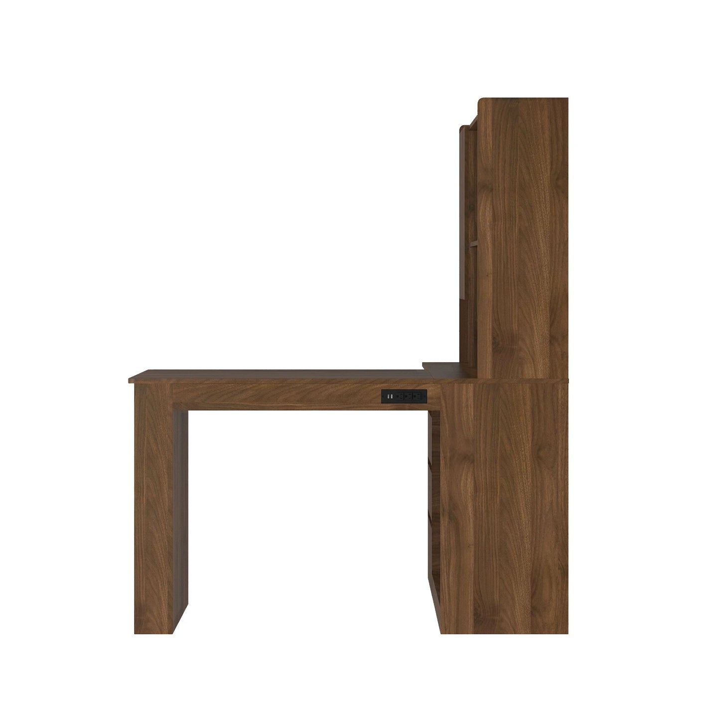 L Shaped Desk, Computer Desk With Drawers, Bookshelf,with LED Light, Modern Corner Desk by GJG Denim