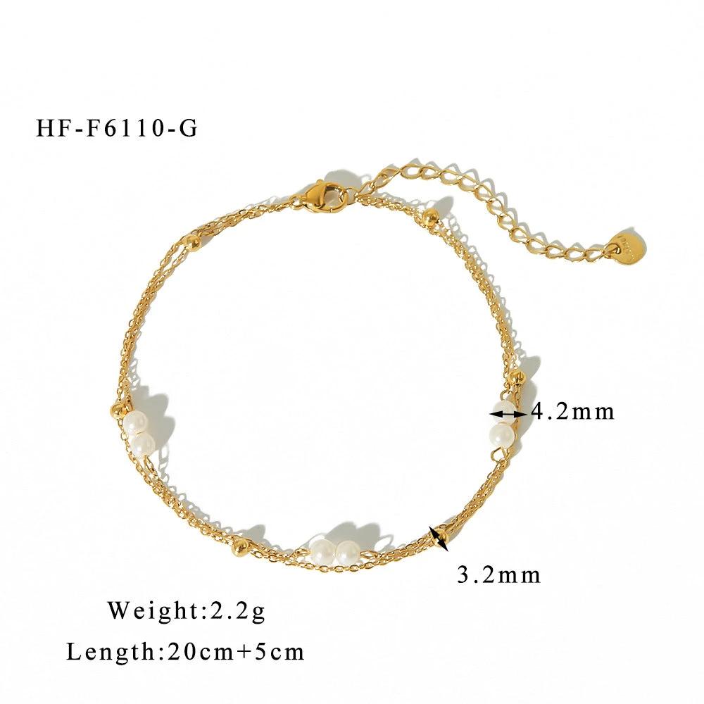 Womens Double-Layer Creative Beaded Multi-Strand Anklet by GJG Denim