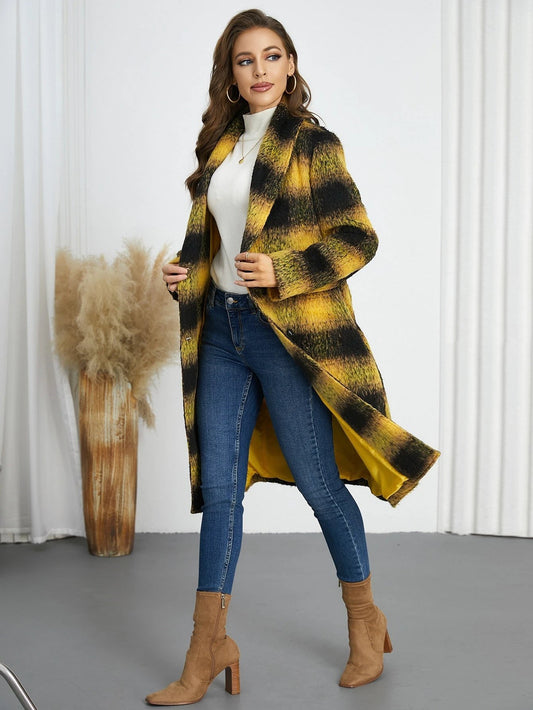 Winter Retro Slim Temperament Double Row Long-cut Coat by GJG Denim