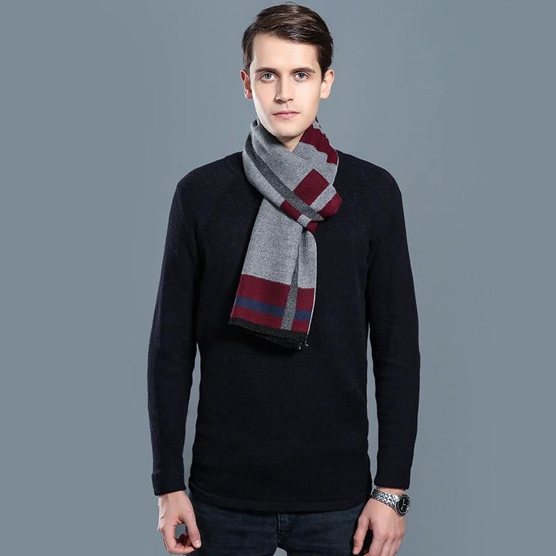Simple Plaid Warm Keeping Artificial Cashmere Scarf by GJG Denim