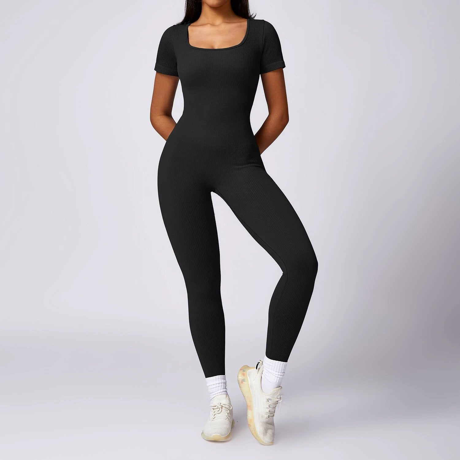 Seamless One-piece Short-sleeved Jumpsuit by GJG Denim