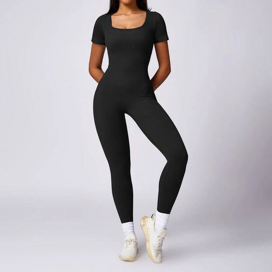 Seamless One-piece Short-sleeved Jumpsuit by GJG Denim