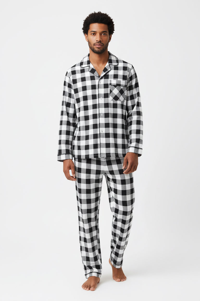 Men's Printed Long-sleeved Pajama Set by GJG Denim
