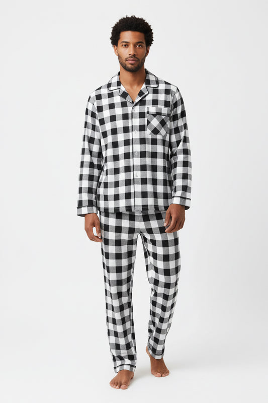 Men's Printed Long-sleeved Pajama Set by GJG Denim