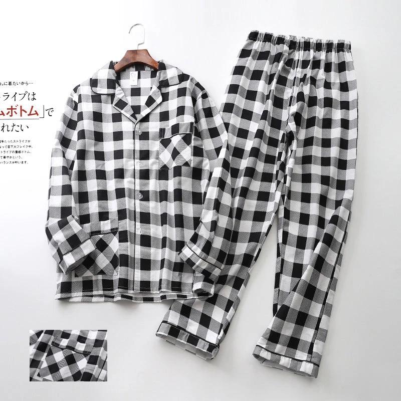 Men's Printed Long-sleeved Pajama Set by GJG Denim