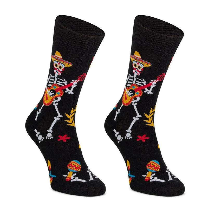 Colorful Skull Jacquard Trendy Cotton Socks For Men by GJG Denim